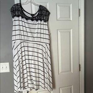 Torrid Black and White Striped Mini Dress